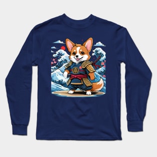 Japanese Samurai Corgi Tattoo, Kawaii Ninja Corgi Long Sleeve T-Shirt